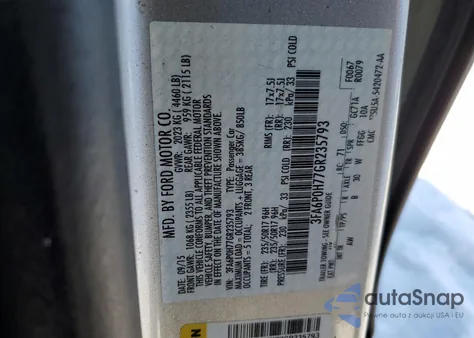 2016 Ford Fusion Se from USA, damaged, VIN 3FA6P0H77GR235793